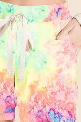 BiBi Tie Dye Soft Knit Casual Shorts OutfitFlow
